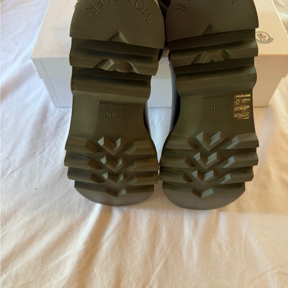 Moncler Olive Rubber Boots with Knit Cuff - Picture 4 of 5